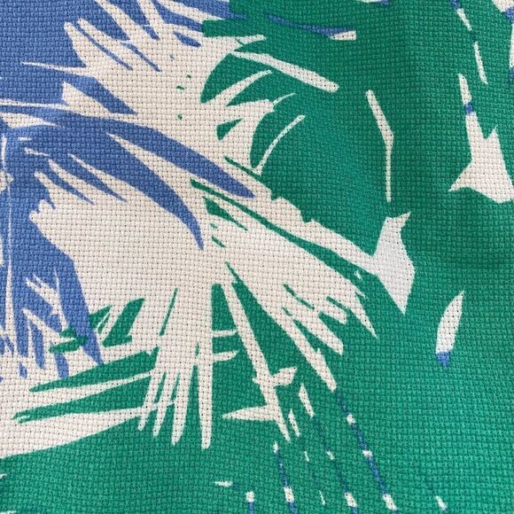LOFT Blue Green Lined Cotton Tropical Print Mini Skirt Size 2 - Picture 2 of 11
